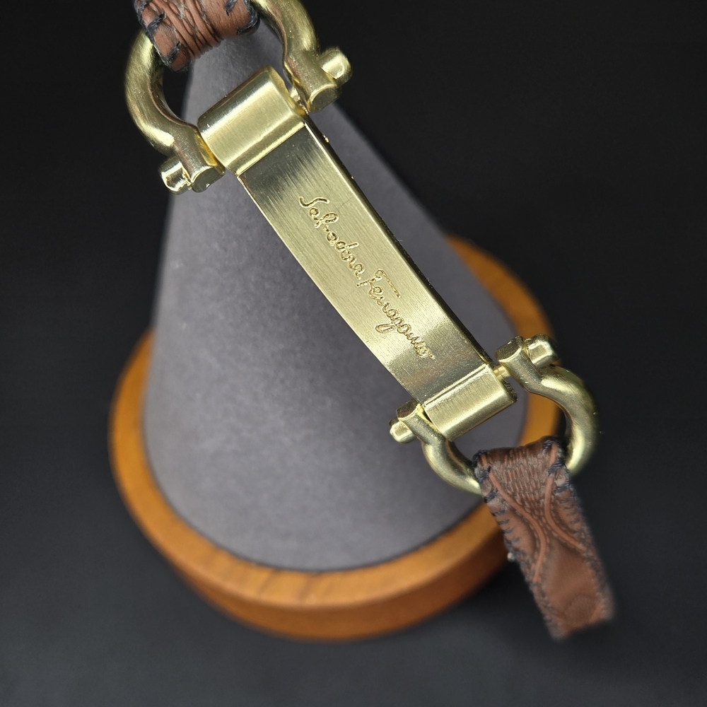 Salvatore Ferragamo Gold and Brown Necklace✨